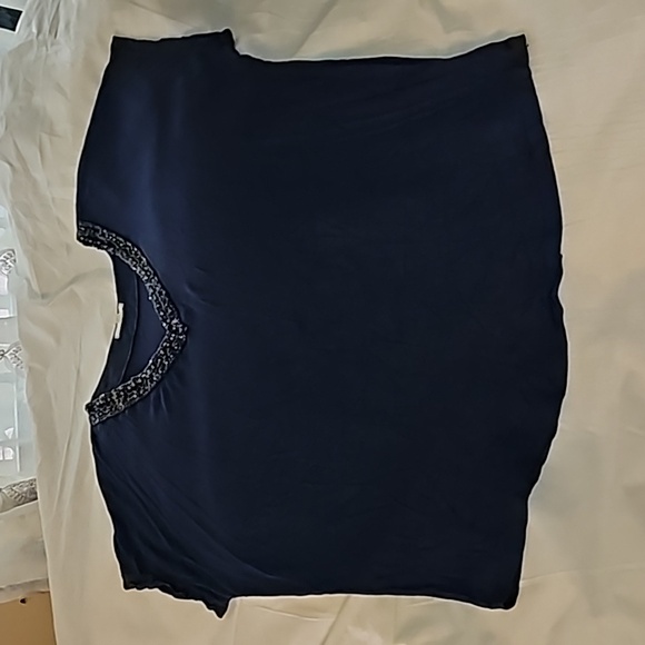 Pleione Tops - Pleione Dark Blue Top Size 1X